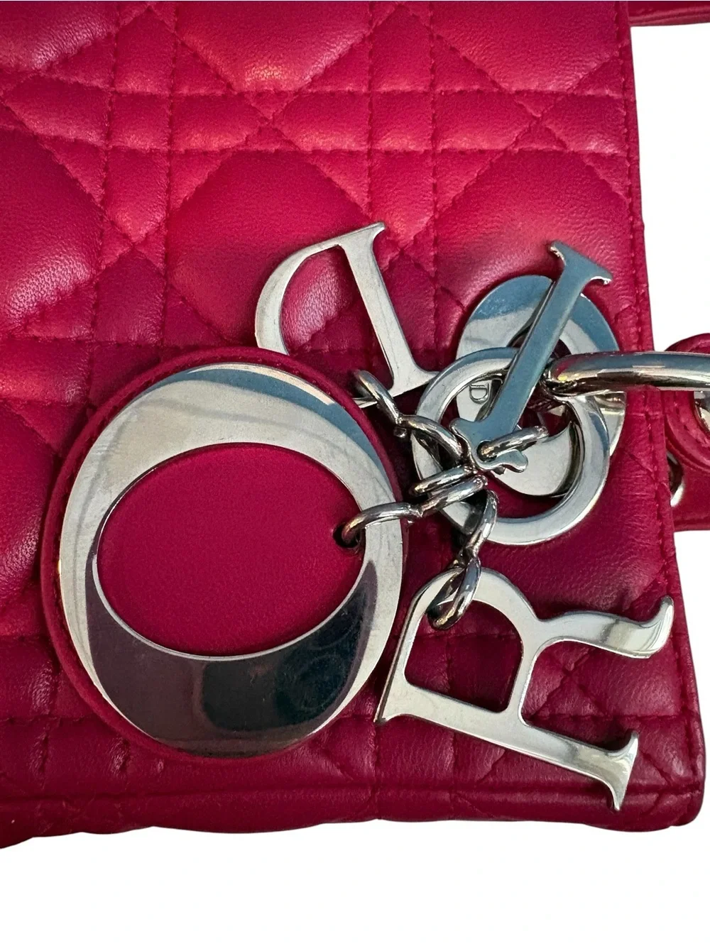 Dior Hot Pink Quilted Lady Dior Top-Handle Satchel